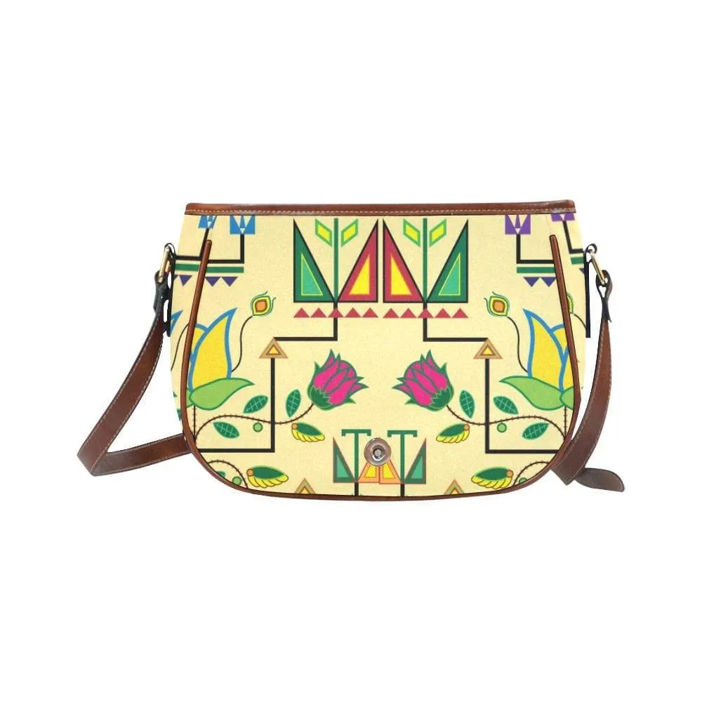Geometric Floral Summer - Vanilla Saddle Bag/Small
