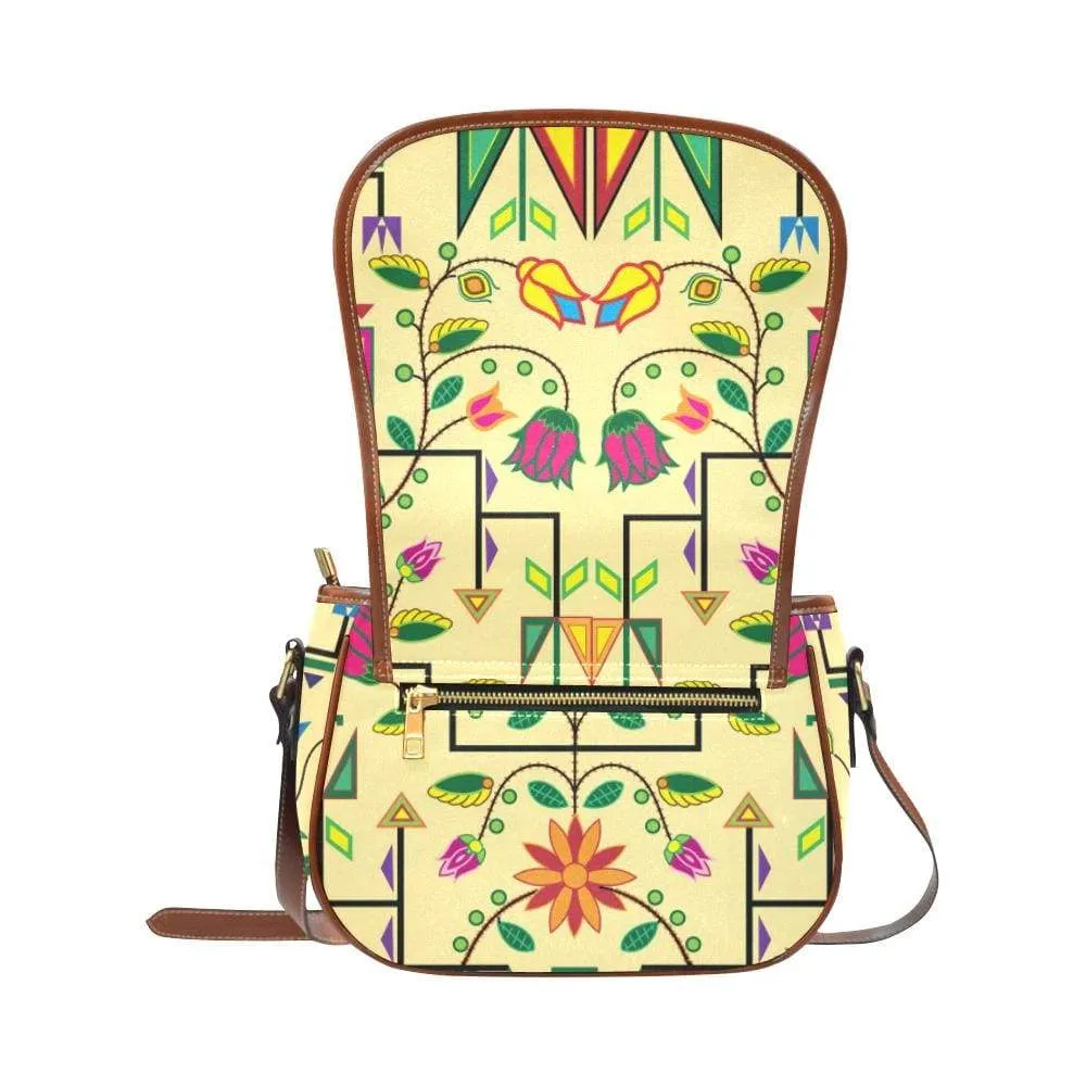 Geometric Floral Summer - Vanilla Saddle Bag/Small