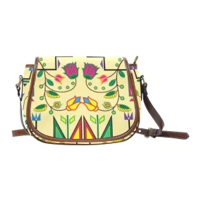 Geometric Floral Summer - Vanilla Saddle Bag/Small
