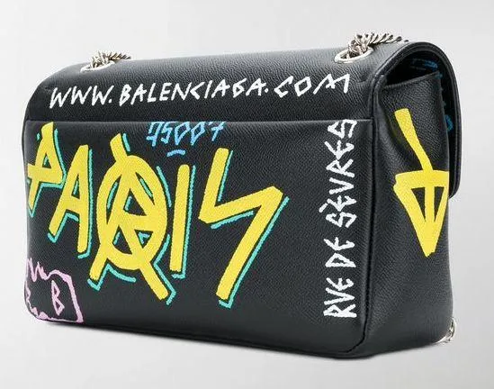 Graffiti Logo Leather Shoulder Bag