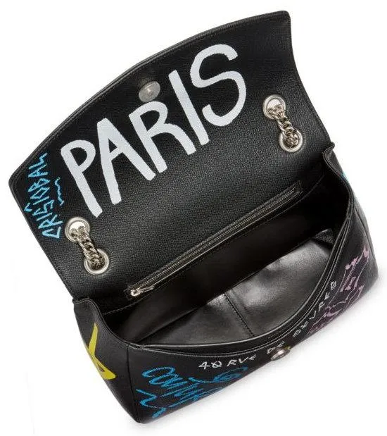 Graffiti Logo Leather Shoulder Bag