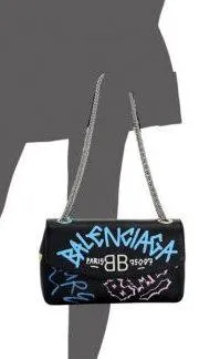 Graffiti Logo Leather Shoulder Bag
