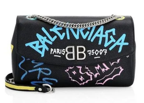 Graffiti Logo Leather Shoulder Bag