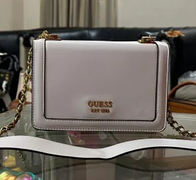 GUESS Abey Elite Girlfriend Satchel | Quilted Style for Women (White)