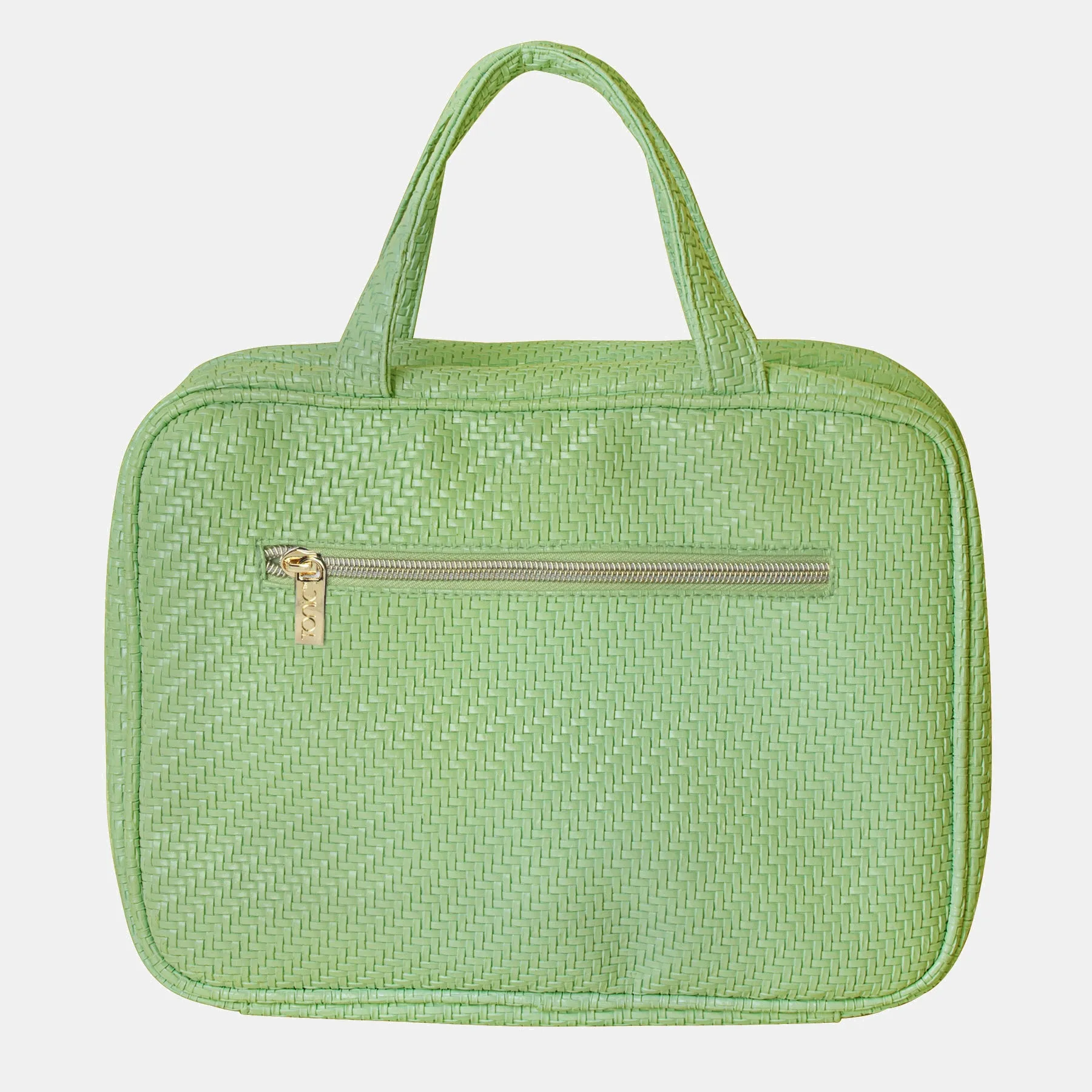 Hanging Cosmetic Bag - Herringbone Pistachio