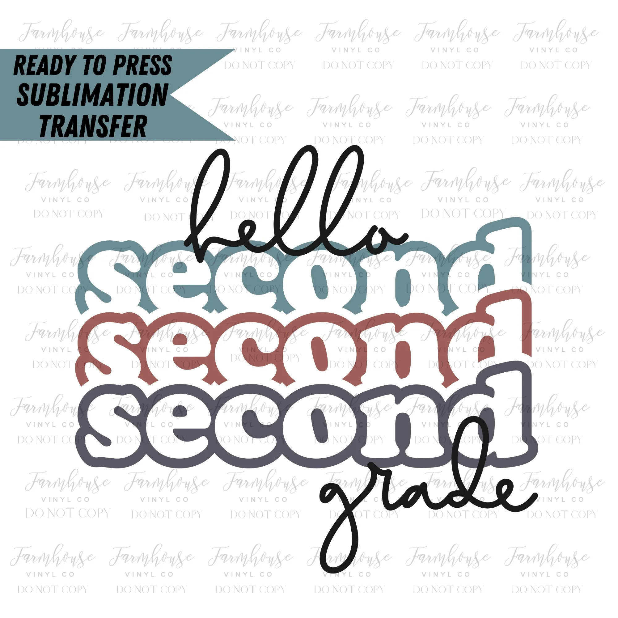 Hello School Grade Teacher Design, Ready to Press Sublimation Transfer, Sublimate Prints, Heat Transfer, New Teacher Gift, Librarian Design