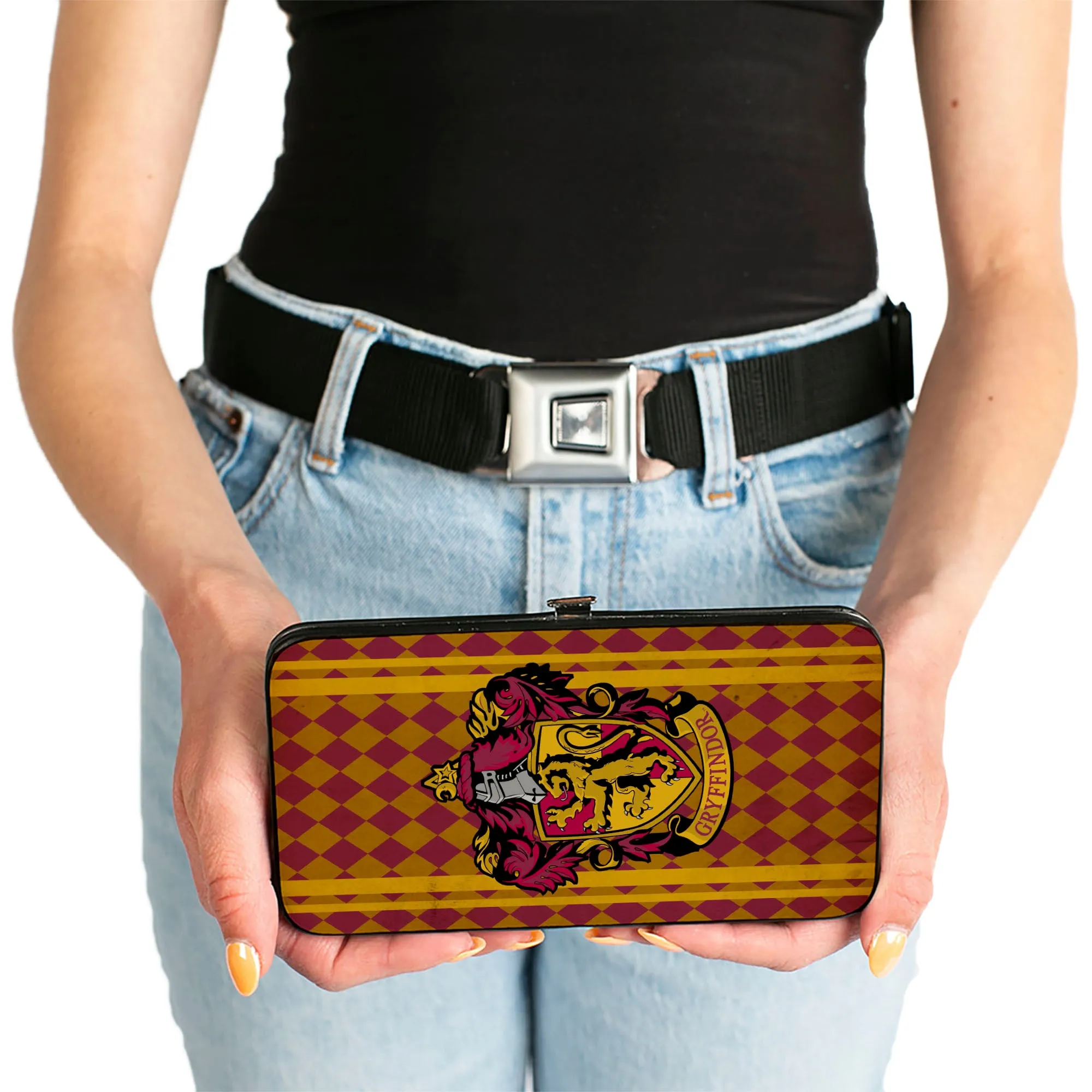 Hinged Wallet - GRYFFINDOR Crest Stripes Diamonds Red Golds