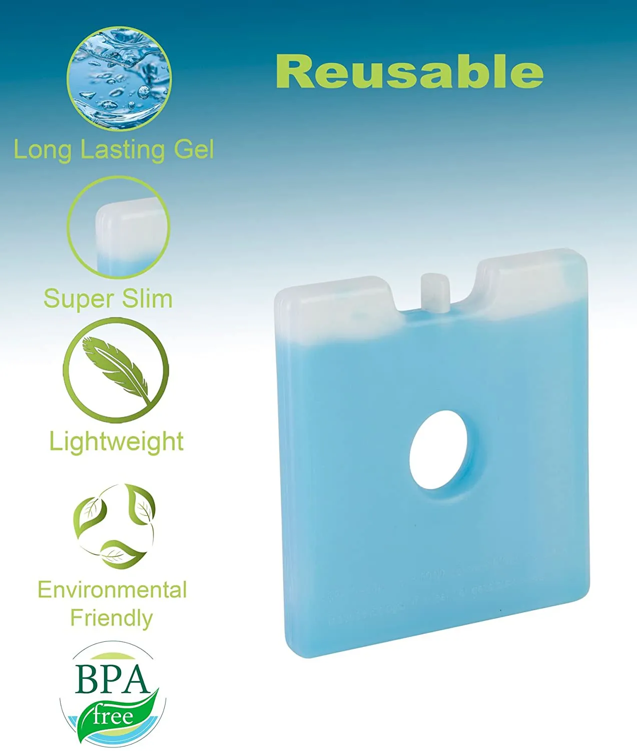 Jay Bags Slim Fit Ice Packs for Coolers, Lunch Boxes, and Lunch Bags, Reusable, 5" x 7" x 0.5" Inches, 4 Pack