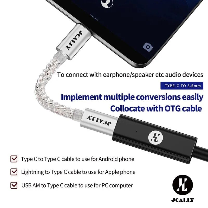 JCALLY AP7 Portable DAC & Headphone Amplifier With Type C To 3.5mm