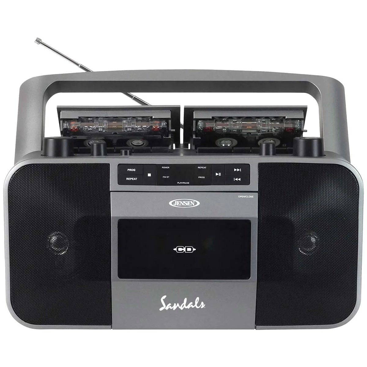 Jensen Audio Portable Stereo CD Player Dual Cassette Deck Recorder with AM/FM Radio