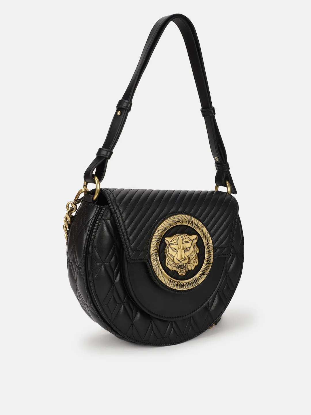 Just Cavalli Women Black Solid Quilted Shoulder Bag
