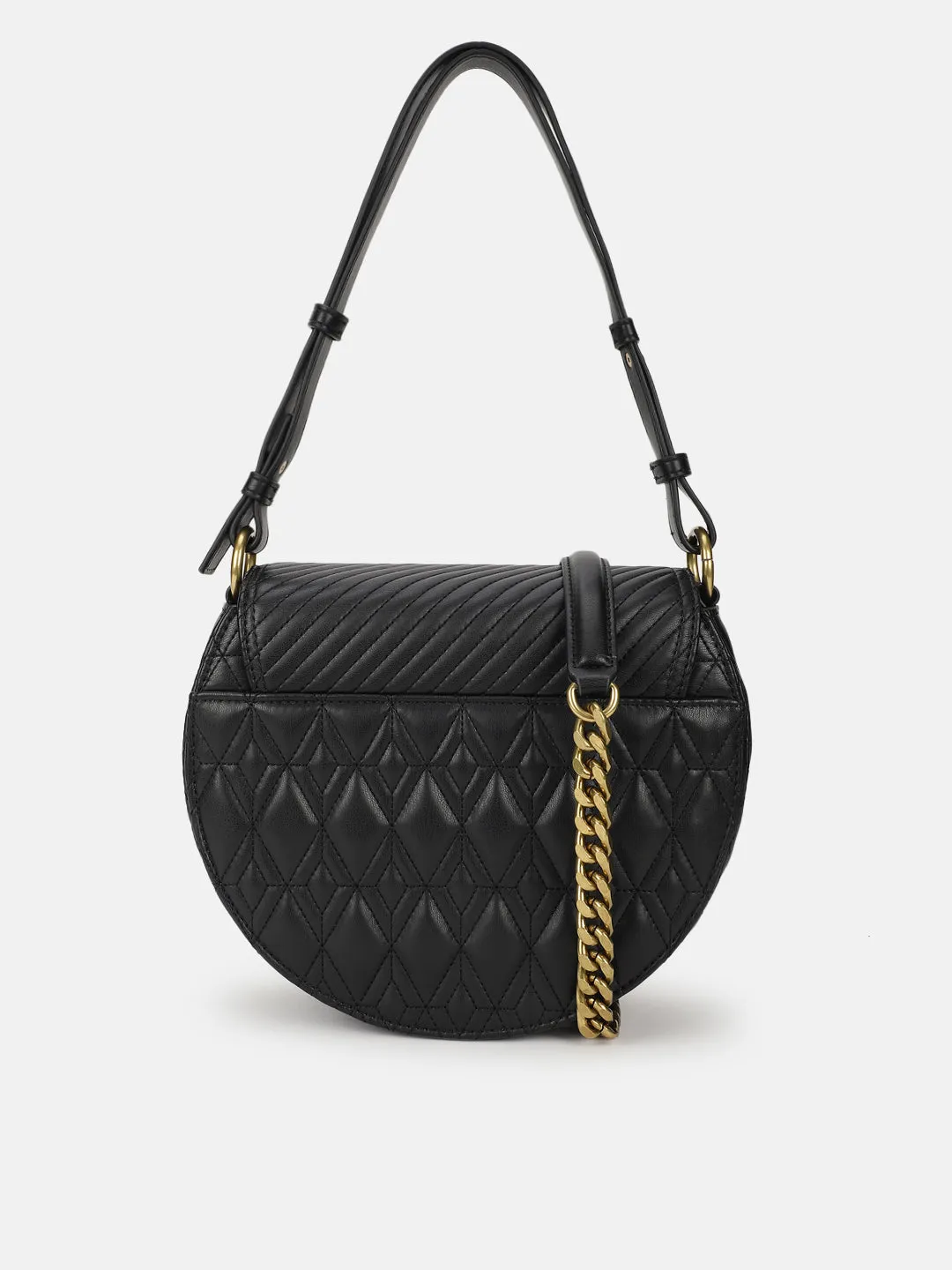 Just Cavalli Women Black Solid Quilted Shoulder Bag