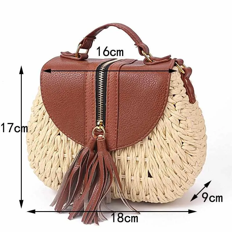 Ladies Woven Knitting Messenger Straw Bags