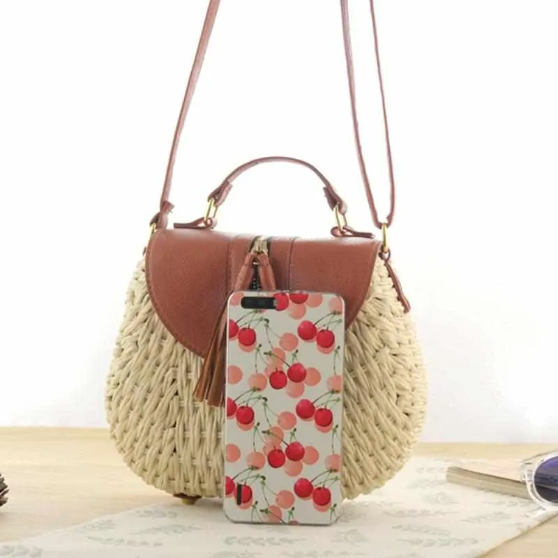 Ladies Woven Knitting Messenger Straw Bags