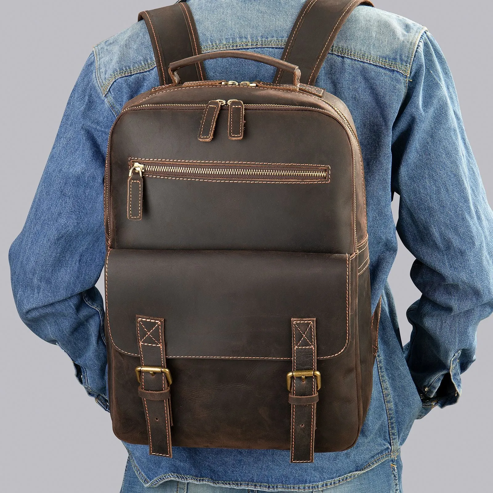 Leather City Backpack, Ideal for Commuting, Travel, Work, High Quality Craftsmanship