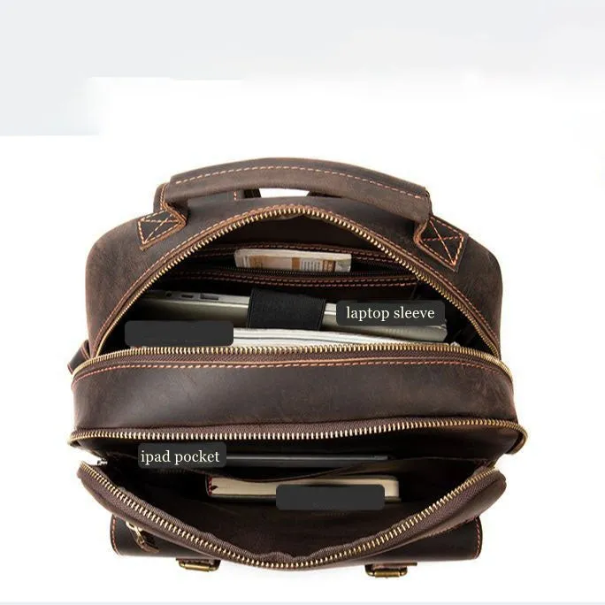 Leather City Backpack, Ideal for Commuting, Travel, Work, High Quality Craftsmanship