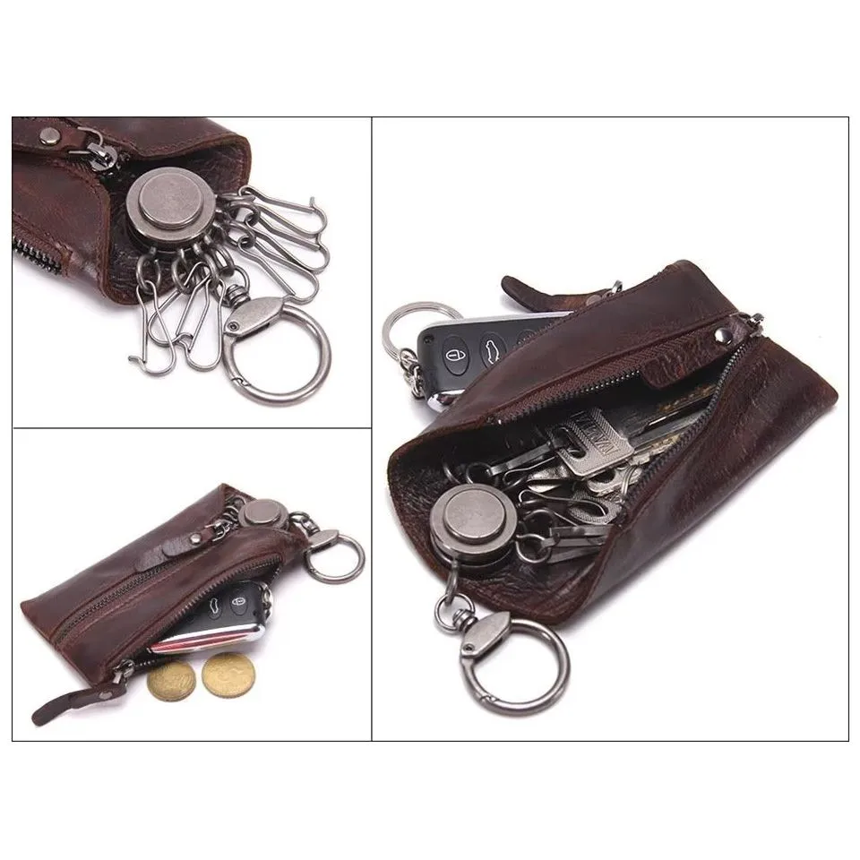 Luxury Cowhide Leather Men's Key Bag