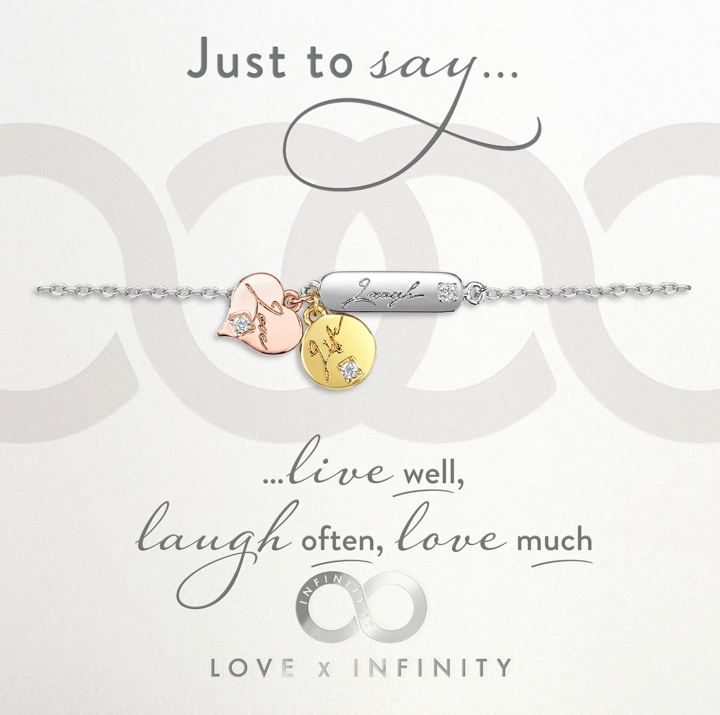 LXI Live, Laugh, Love Bracelet- Rhodium