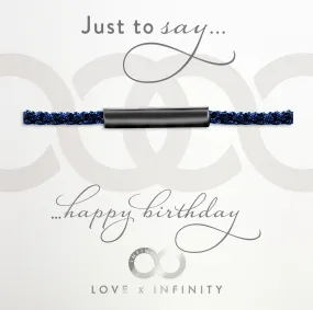 LXI Mens Happy Birthday Friendship Bracelet- Black Rhodium