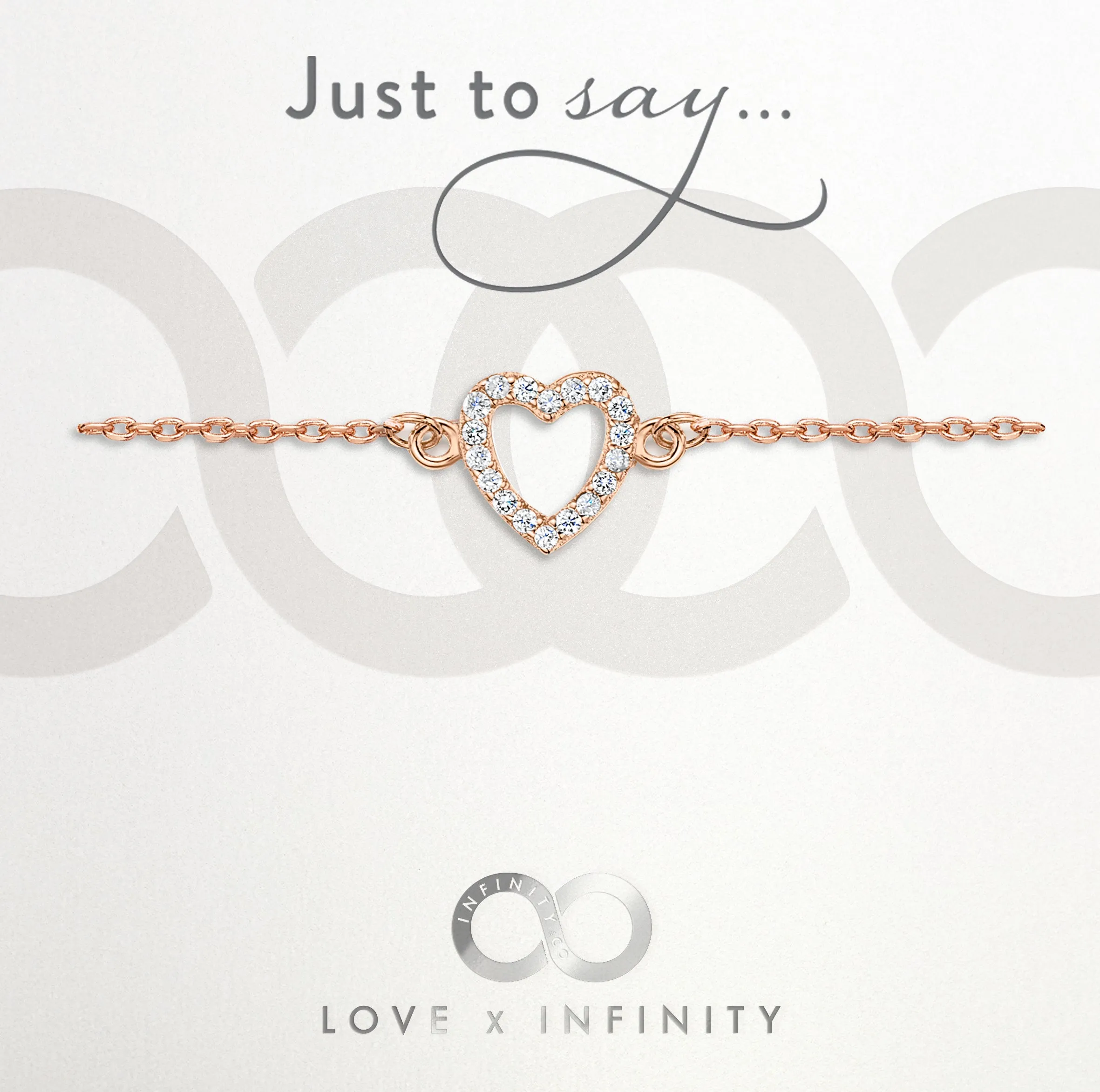 LXI Open Pave Heart Bracelet - Rose Gold