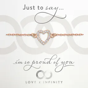 LXI Open Pave Heart Bracelet - Rose Gold
