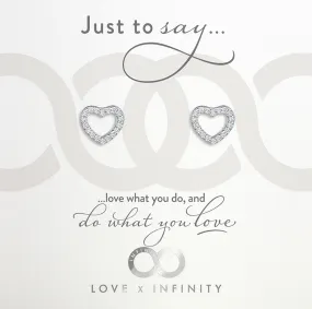 LXI Open Pave Heart Earrings - Rhodium