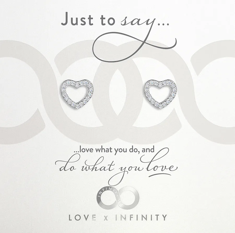 LXI Open Pave Heart Earrings - Rhodium
