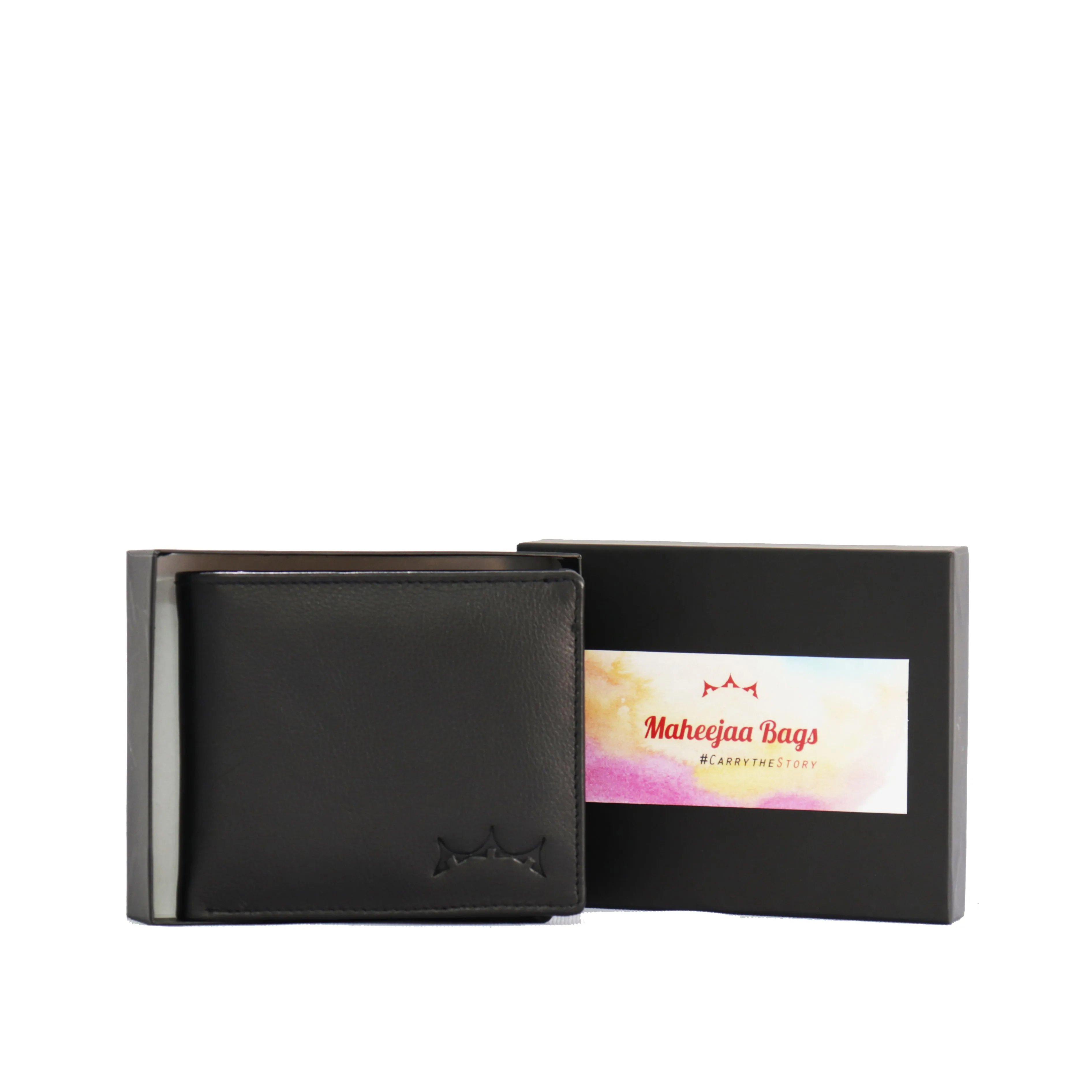 Maheejaa Men's Bi-fold Genuine Leather Regular Wallet - Black