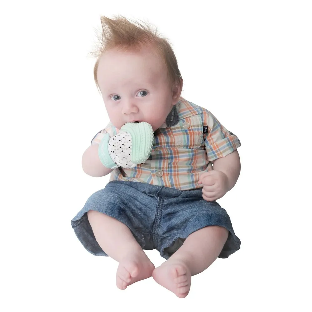 Malarkey Kids Munch Mitt Teething Mitt - Mint Green Triangles