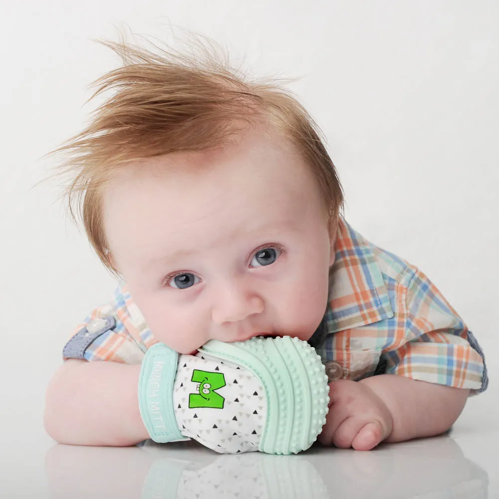 Malarkey Kids Munch Mitt Teething Mitt - Mint Green Triangles