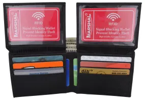 Men's Leather RFID Blocking Double Flap Up ID Windows Bifold Card Holder Wallet