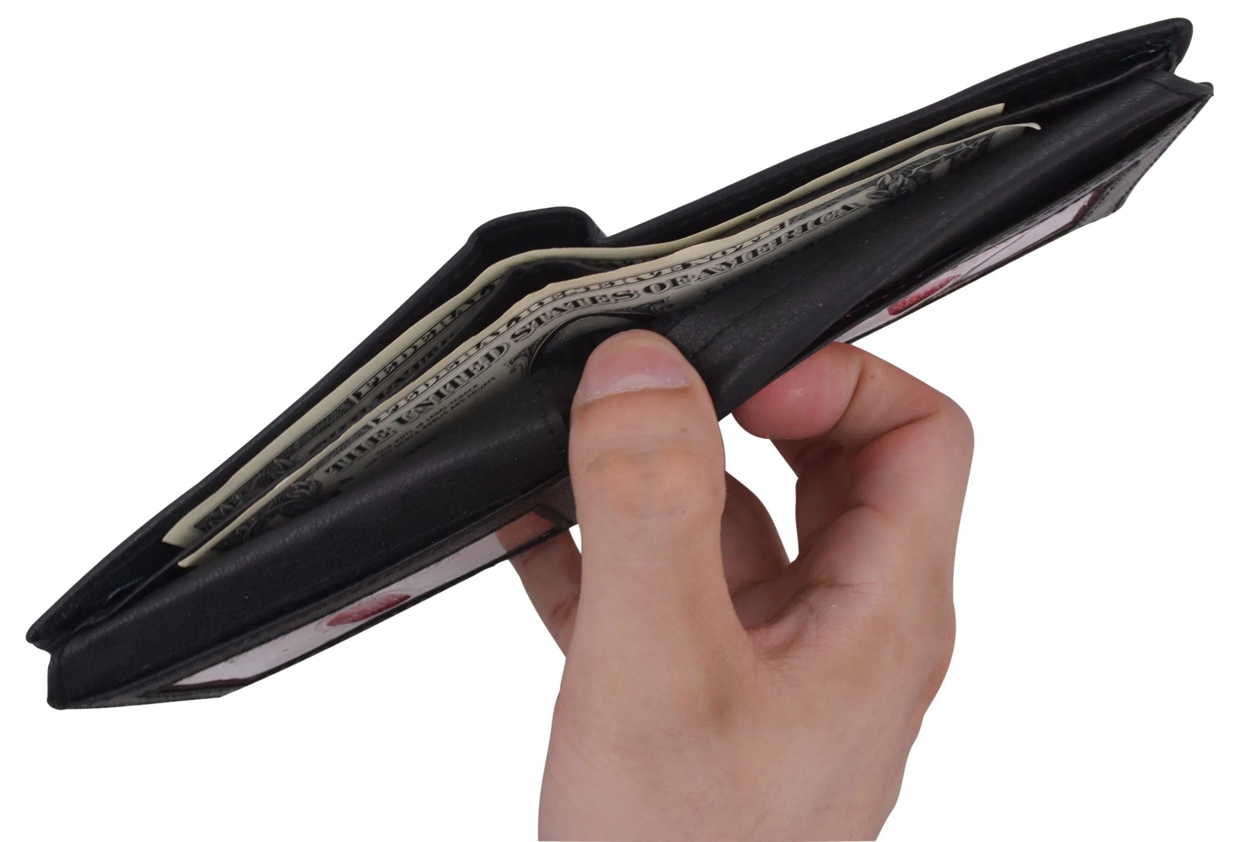 Men's Leather RFID Blocking Double Flap Up ID Windows Bifold Card Holder Wallet