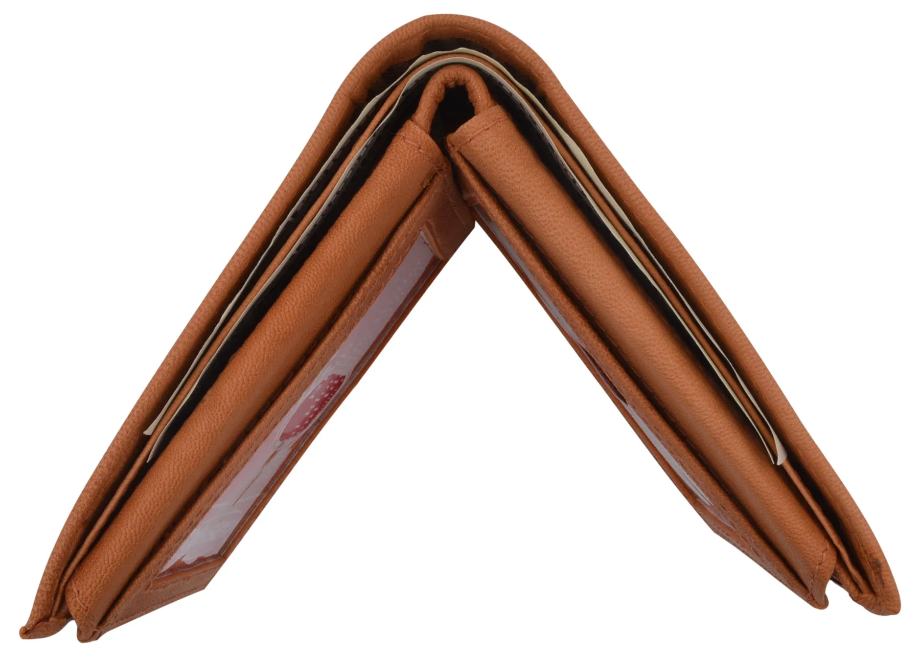 Men's Leather RFID Blocking Double Flap Up ID Windows Bifold Card Holder Wallet