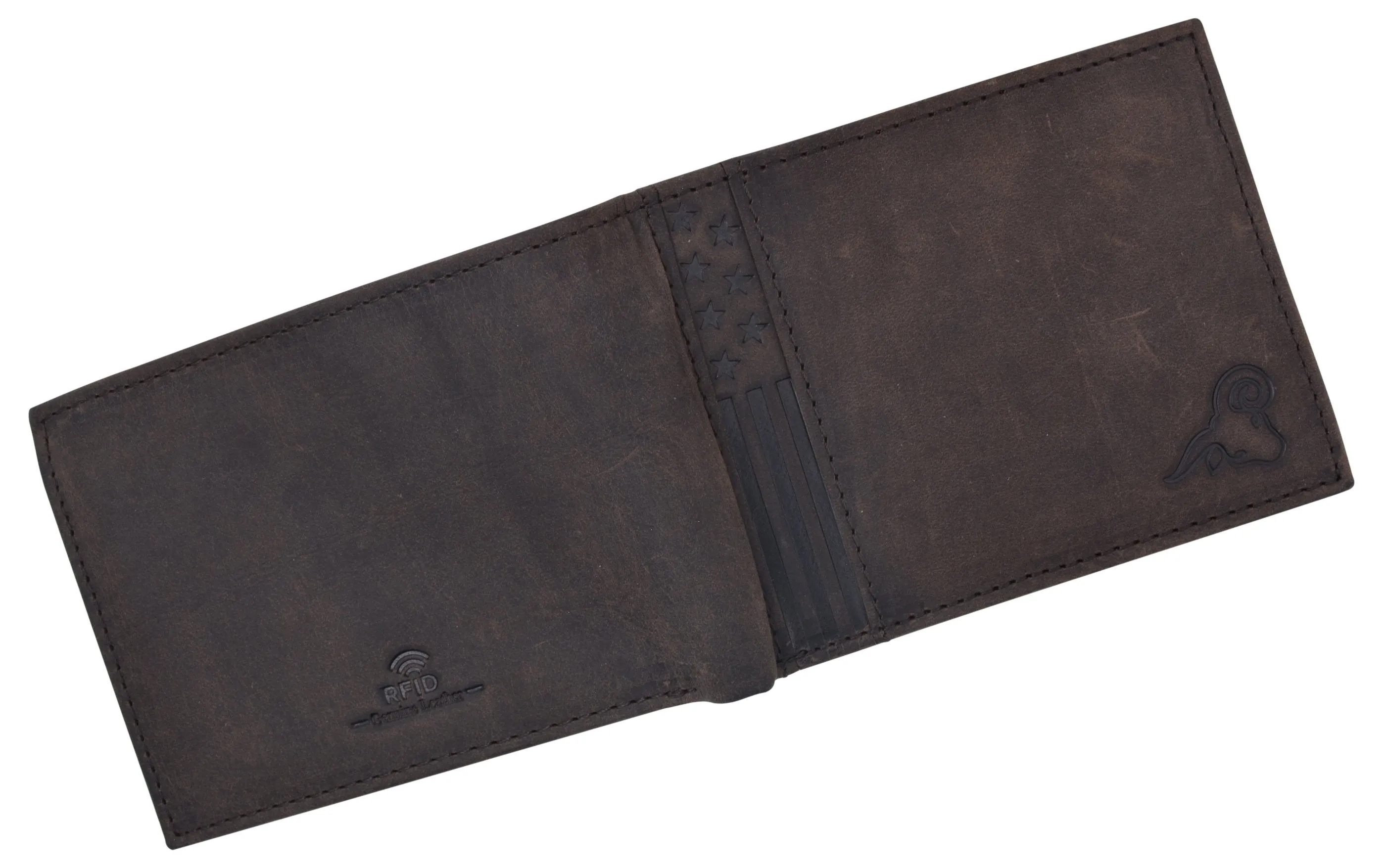 Mens Wallet RFID Genuine Leather Bifold Wallets For Men USA Stars & Stripes Design RFID61T53HU