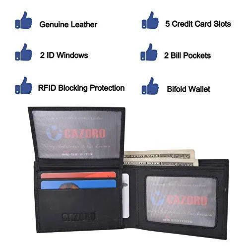 Mens Wallet RFID Genuine Leather Bifold Wallets For Men USA Stars & Stripes Design RFID61T53HU