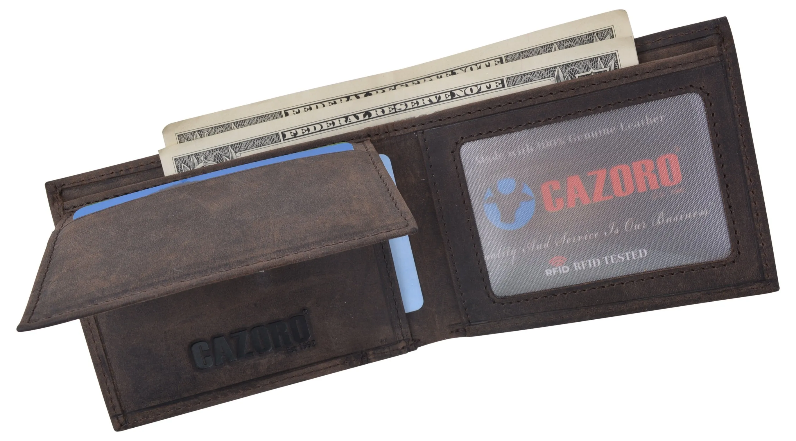 Mens Wallet RFID Genuine Leather Bifold Wallets For Men USA Stars & Stripes Design RFID61T53HU