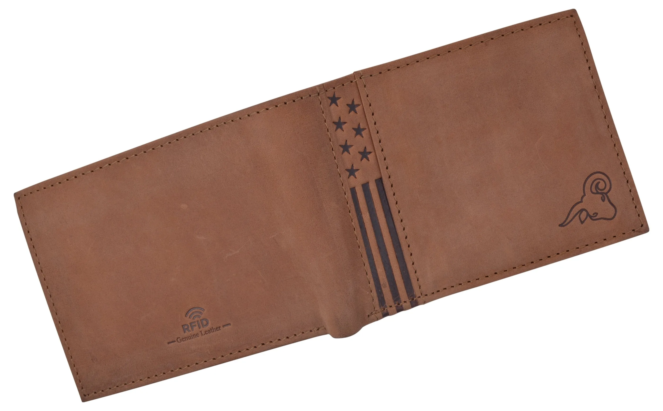 Mens Wallet RFID Genuine Leather Bifold Wallets For Men USA Stars & Stripes Design RFID61T53HU