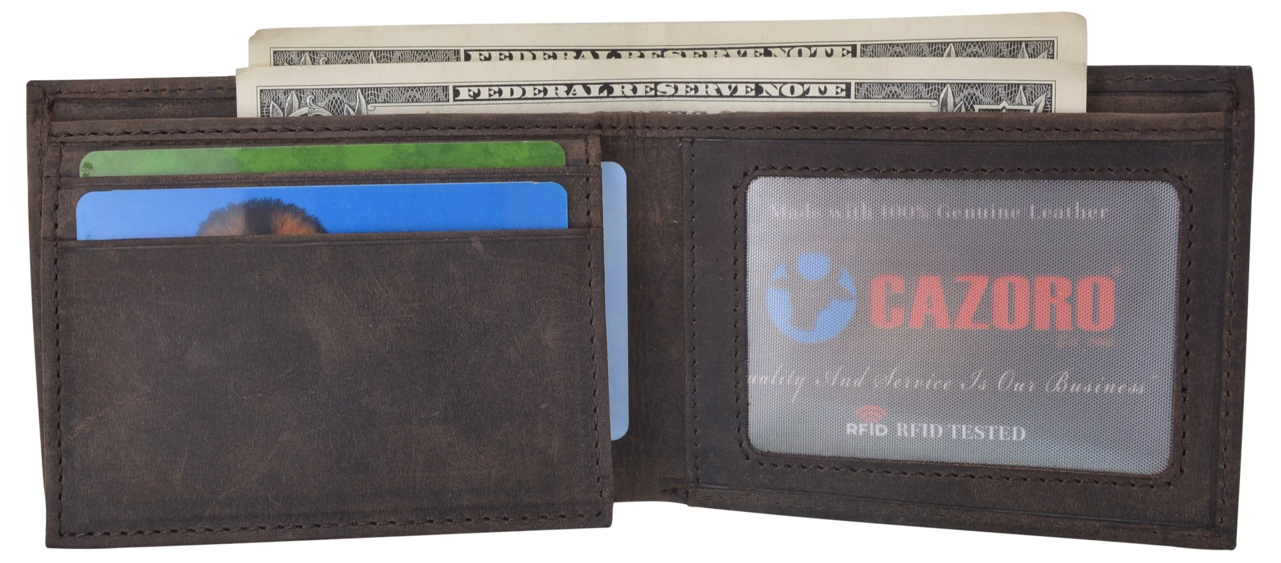 Mens Wallet RFID Genuine Leather Bifold Wallets For Men USA Stars & Stripes Design RFID61T53HU