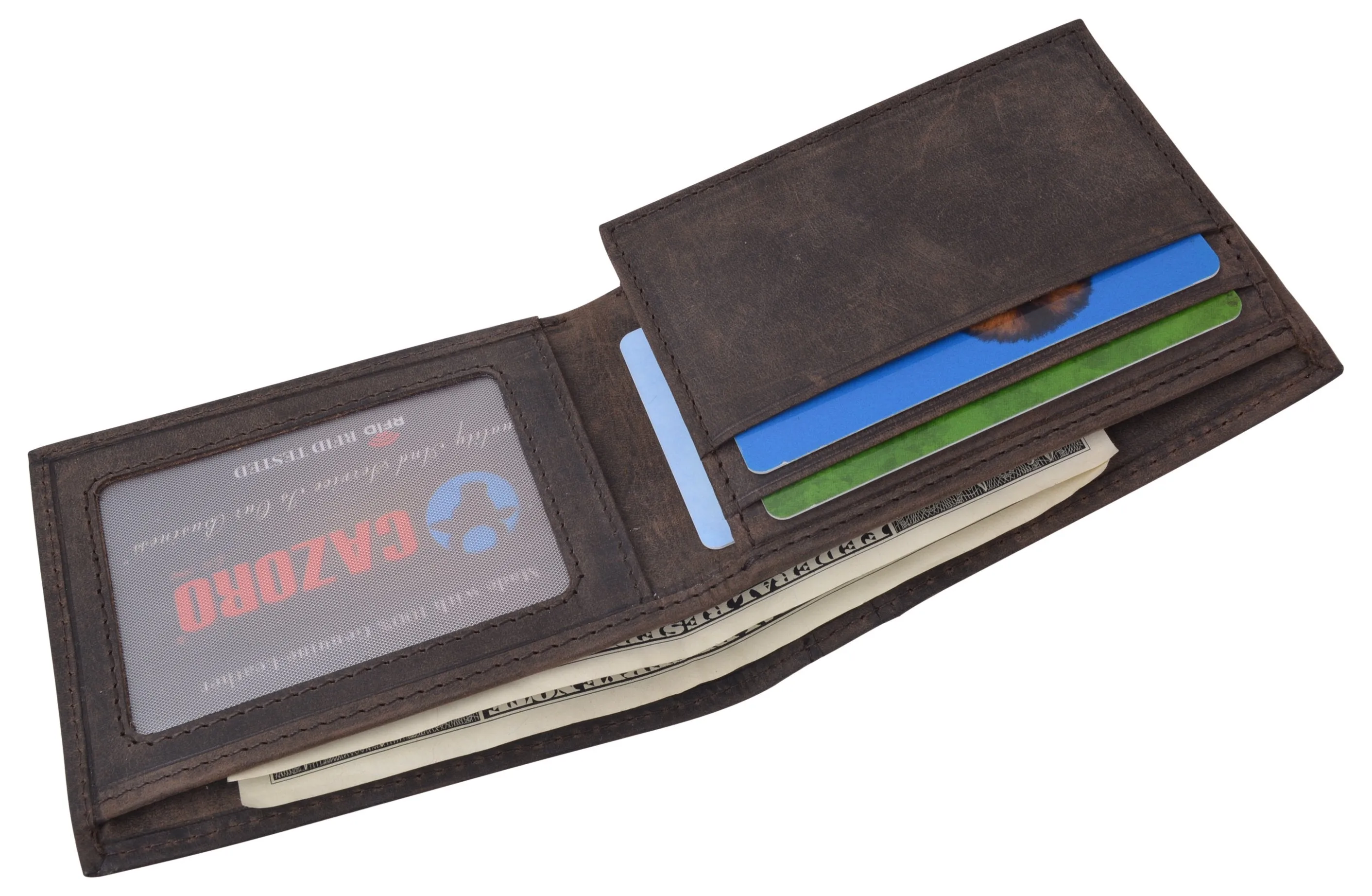 Mens Wallet RFID Genuine Leather Bifold Wallets For Men USA Stars & Stripes Design RFID61T53HU