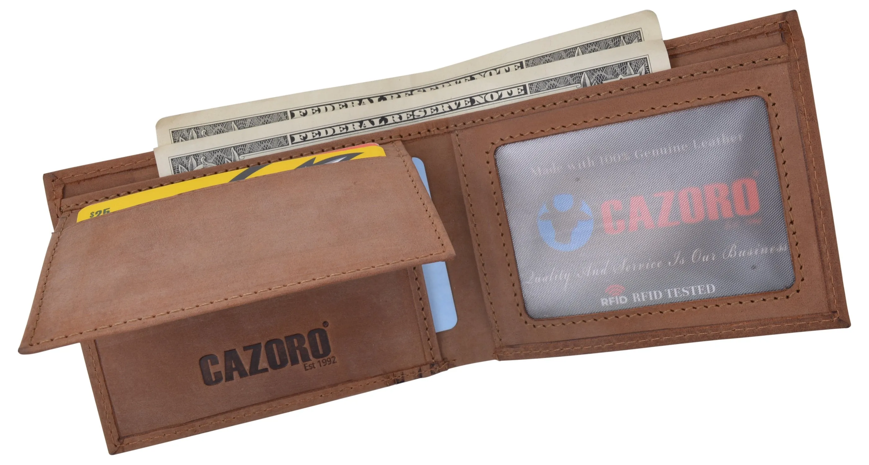 Mens Wallet RFID Genuine Leather Bifold Wallets For Men USA Stars & Stripes Design RFID61T53HU