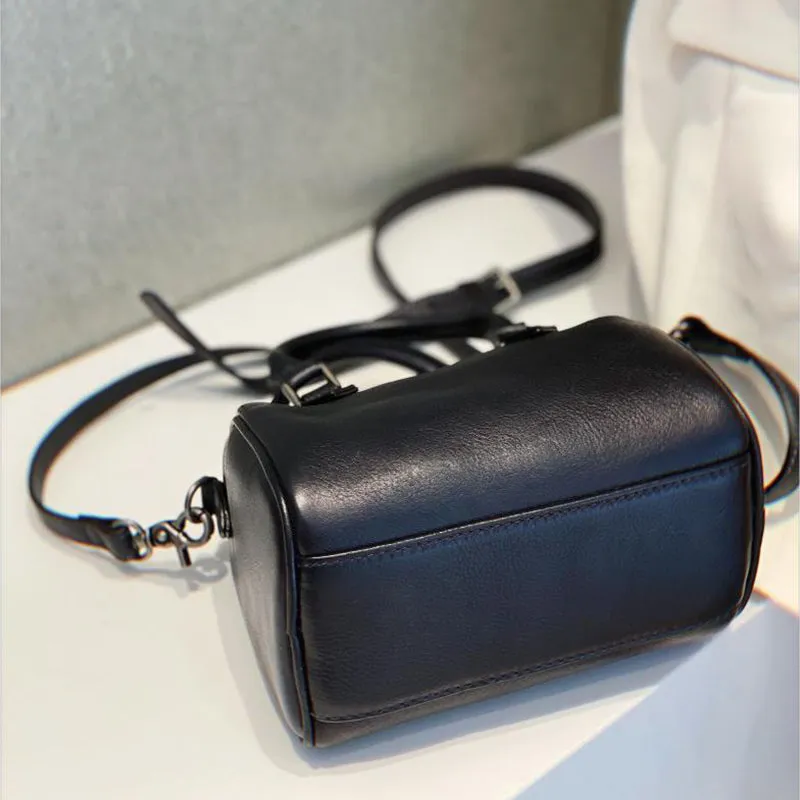 Mini Black Leather Shoulder Handbag Purse Leather Crossbody Purse