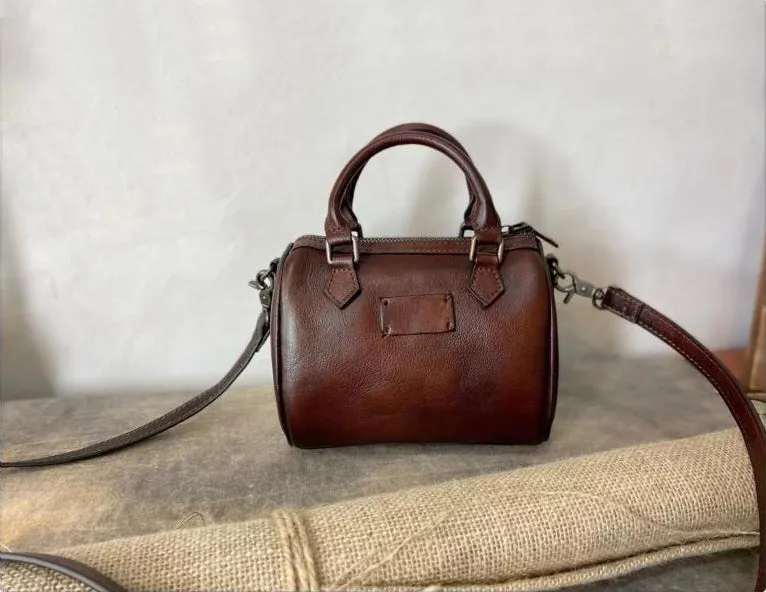 Mini Black Leather Shoulder Handbag Purse Leather Crossbody Purse