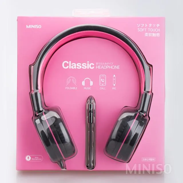 Miniso Foldable Headphone (Pink Black)