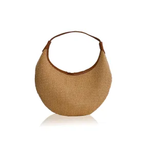 Ophelia Small Raffia Shoulder Bag - Tabac