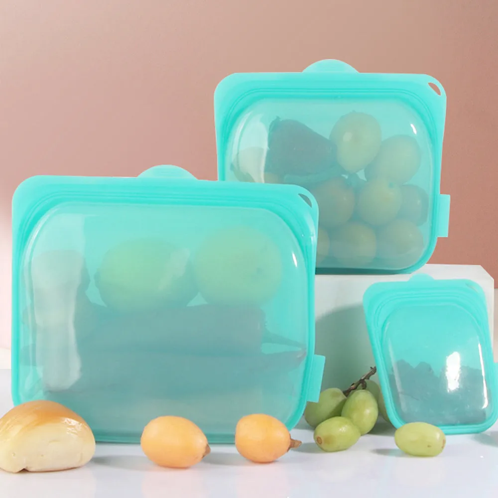 Pack of 3 High Temperature Silicone Reusable Grocery Food Bag