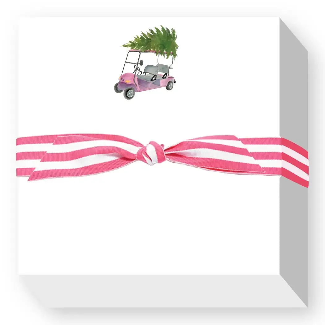 Pink Holiday Golf Cart Chubbie Notepad