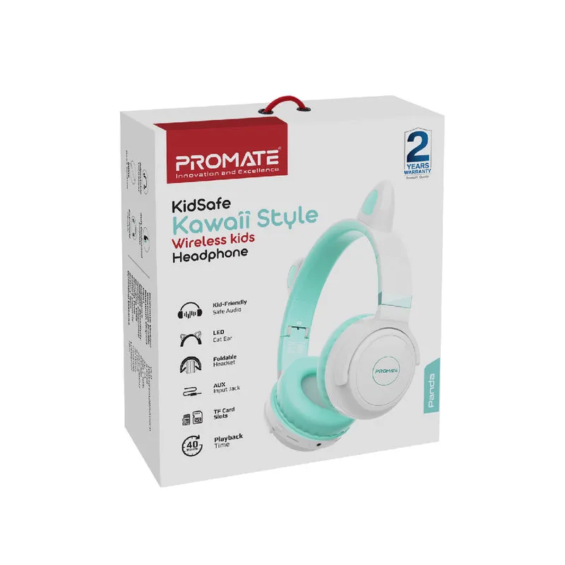Promate Panda KidSafe Wireless Kids Headset - Aqua - TJR8V0S