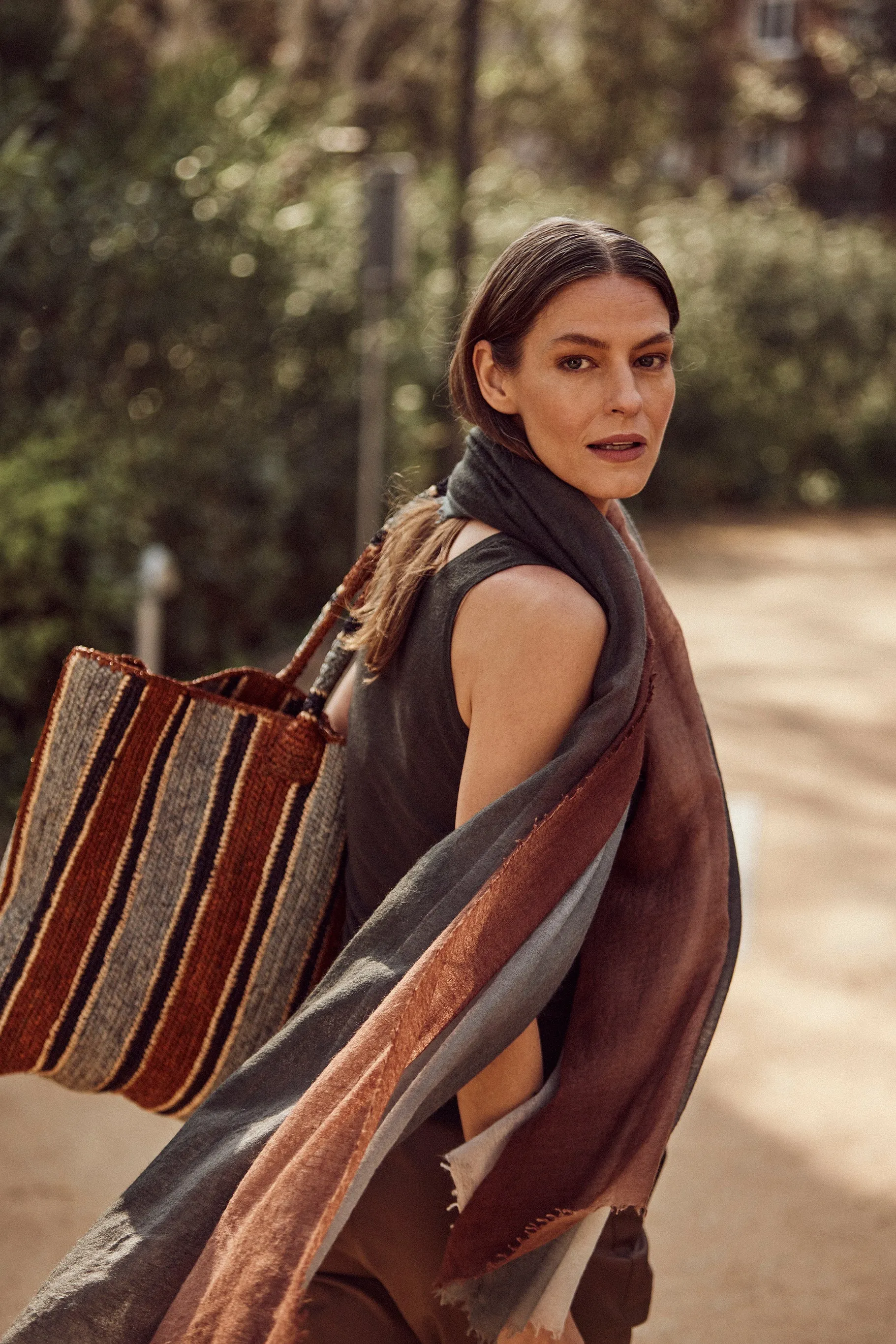 Raffia Bag Weekender Roadtrip tobacco mix