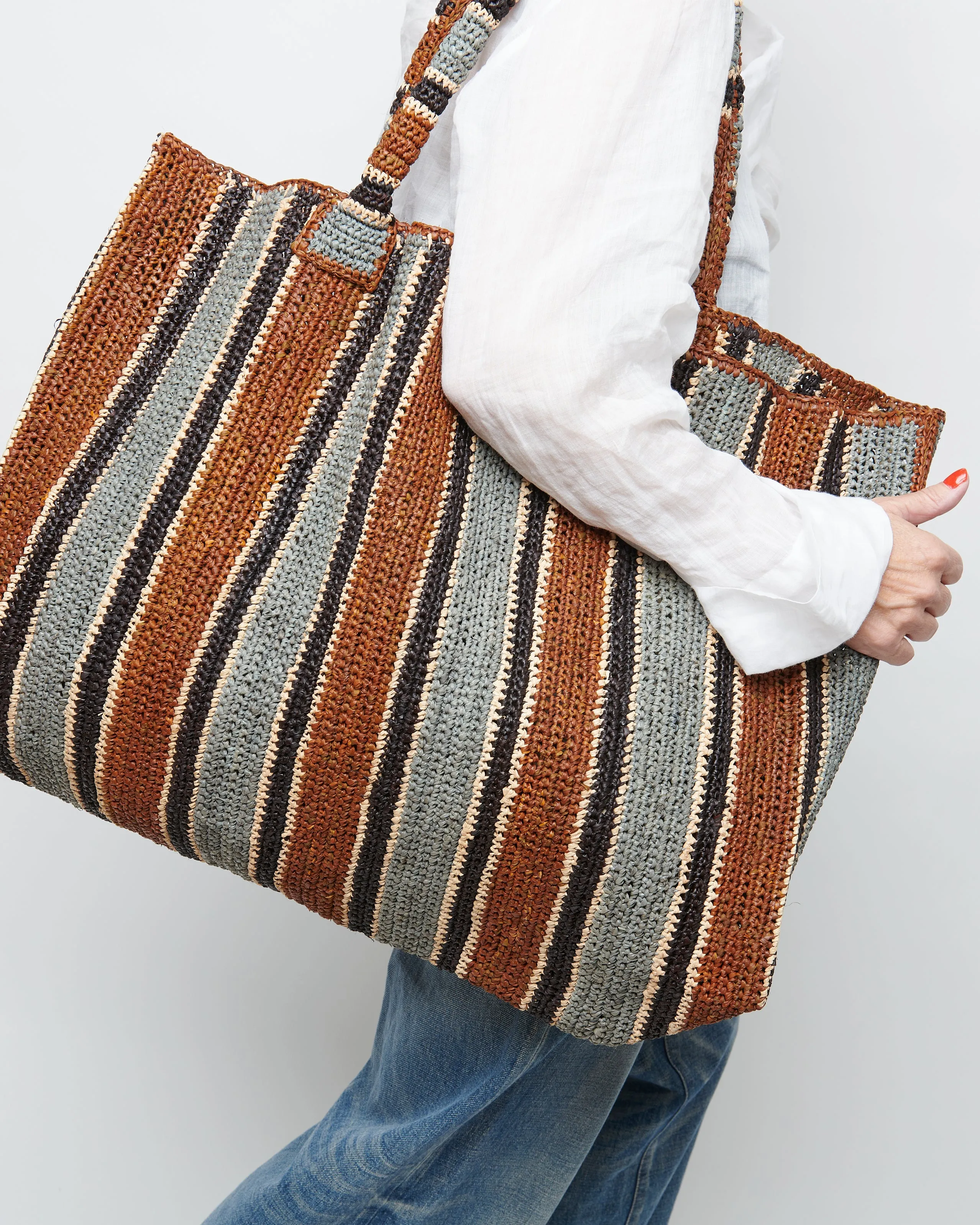 Raffia Bag Weekender Roadtrip tobacco mix