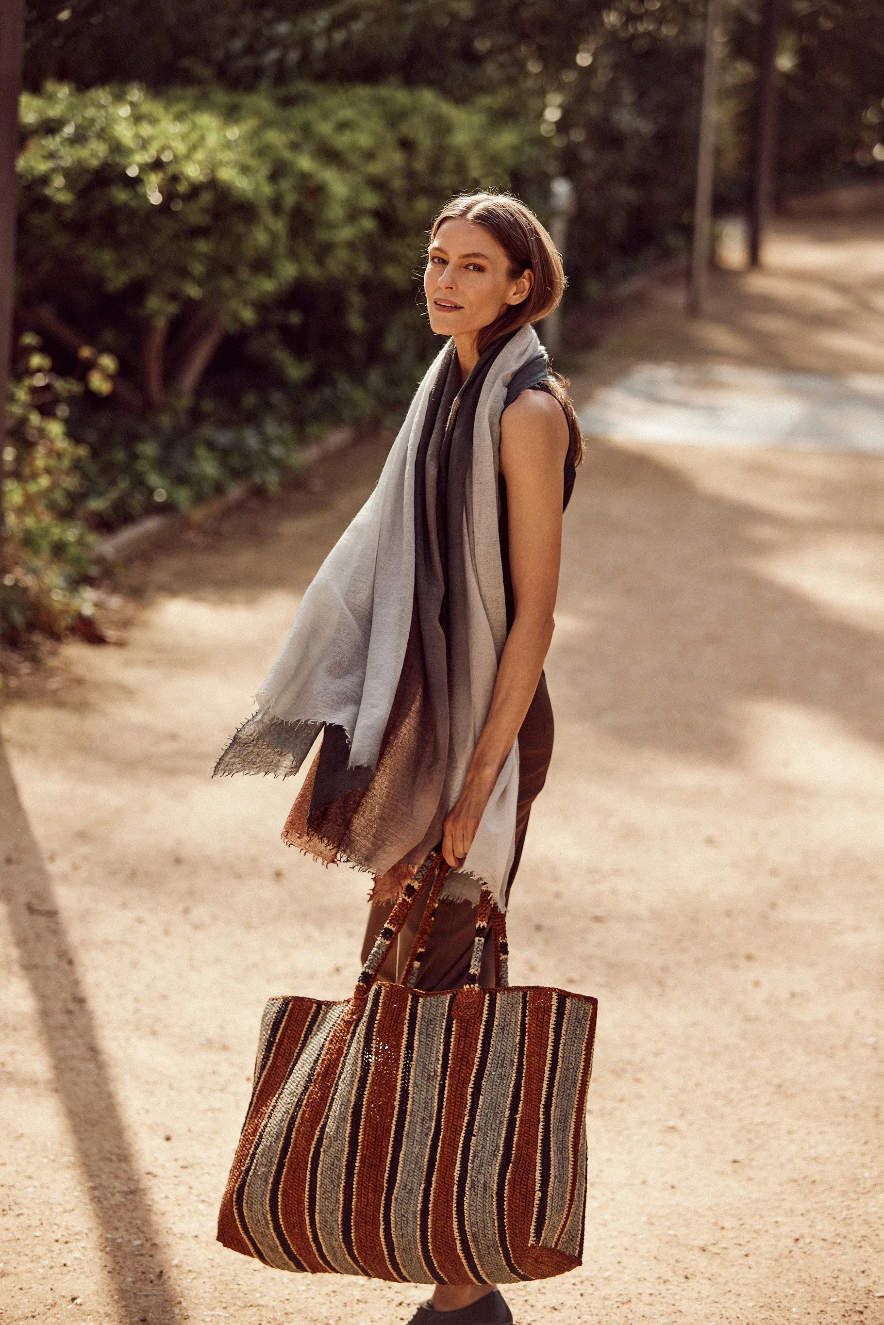 Raffia Bag Weekender Roadtrip tobacco mix